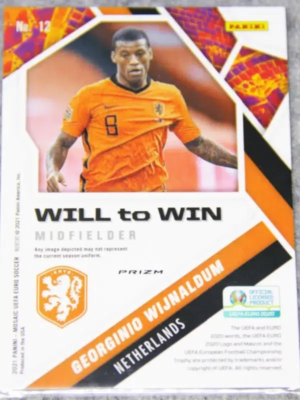 2021 Georginio Wijnaldum #12 Panini Mosaic UEFA Euro 2020 Will to Win Silver Prizm
