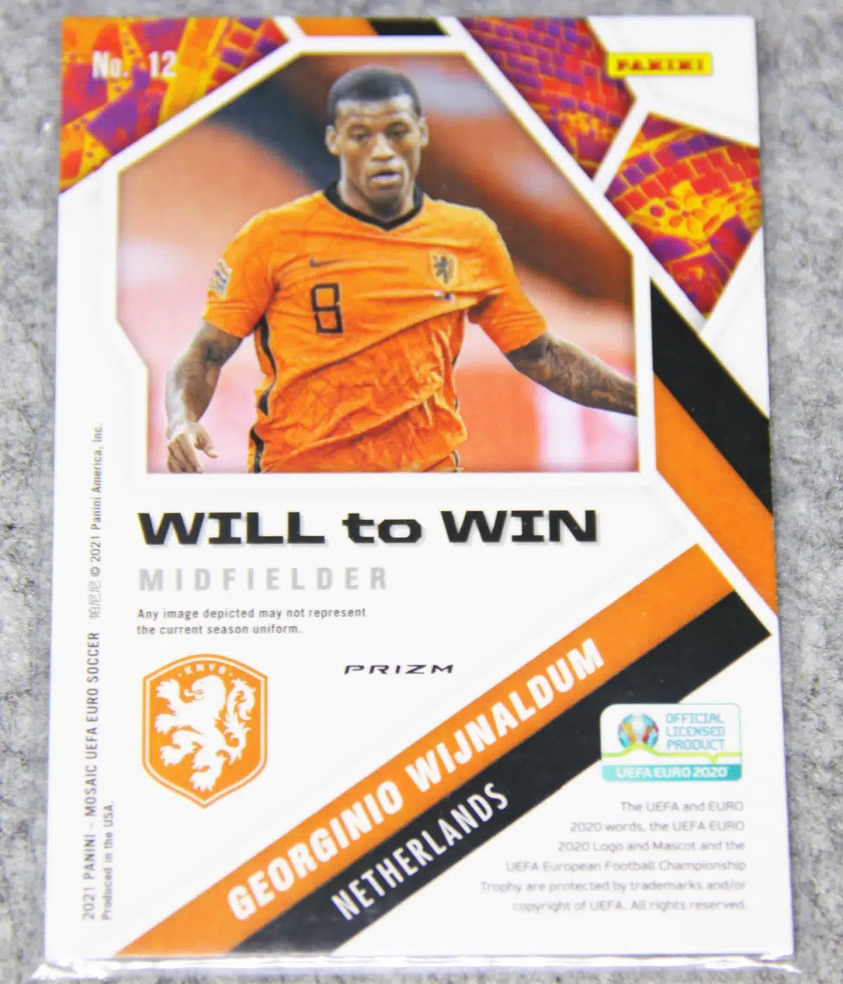 2021 Georginio Wijnaldum #12 Panini Mosaic UEFA Euro 2020 Will to Win Silver Prizm