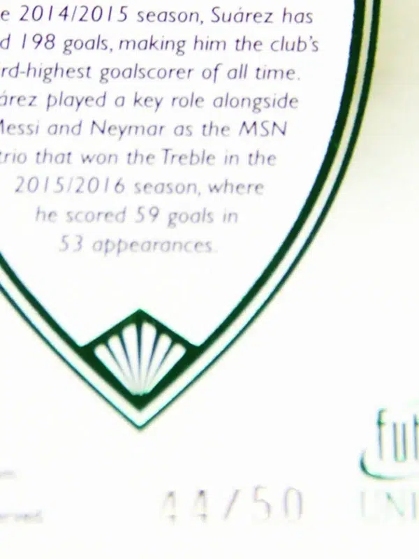 2021 Luis Suarez #089 Futera Unique Football Forward Emerald /50