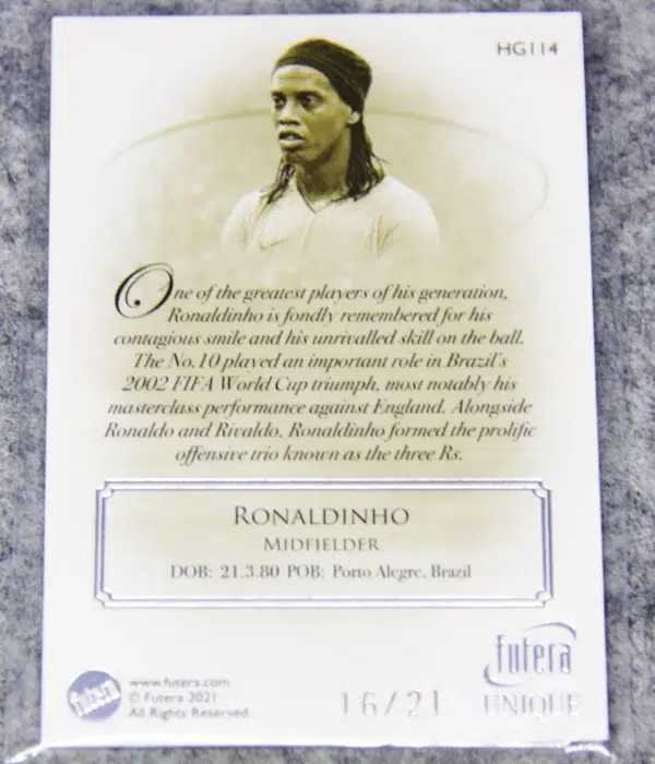 2021 Ronaldinho #HG114 Futera Unique World Football Heritage Silver /21