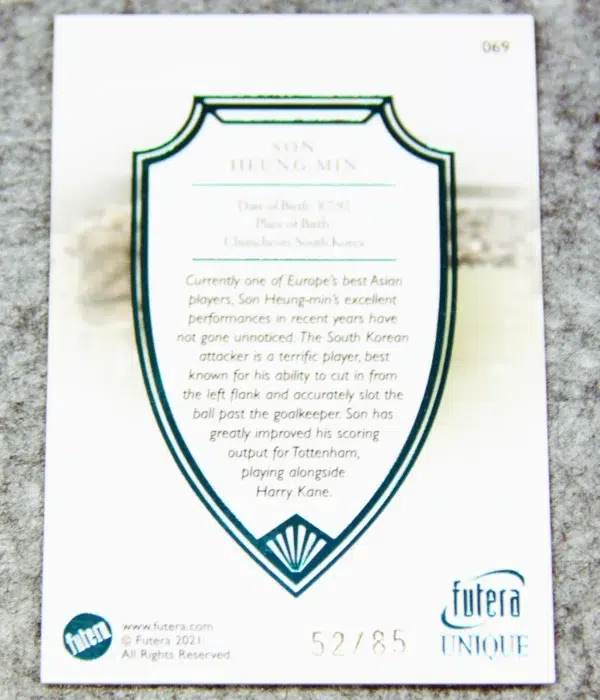 2021 Son Heung-min #069 Futera Unique Football Forward Turquoise /85