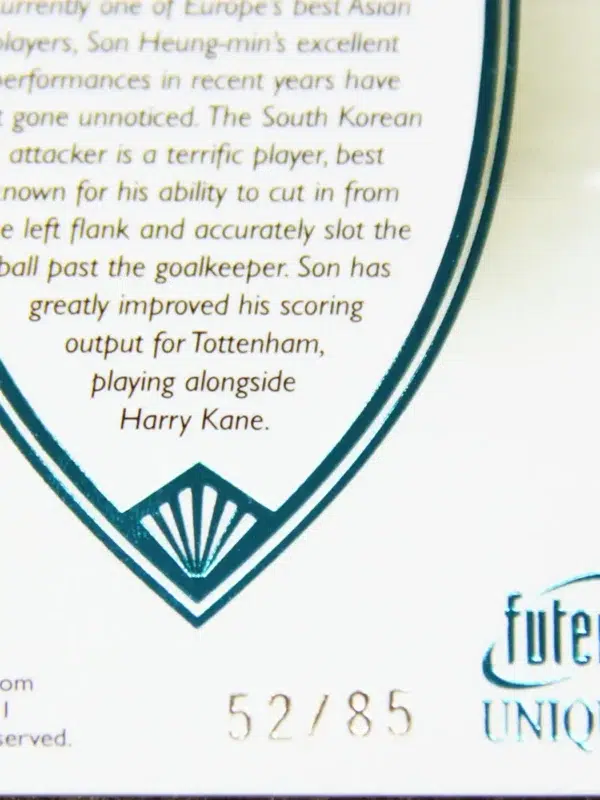 2021 Son Heung-min #069 Futera Unique Football Forward Turquoise /85