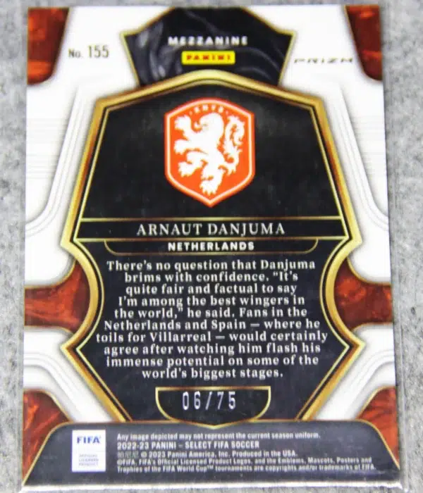 2022-23 Arnaut Danjuma #155 Panini Select FIFA Mezzanine Purple Prizm /75