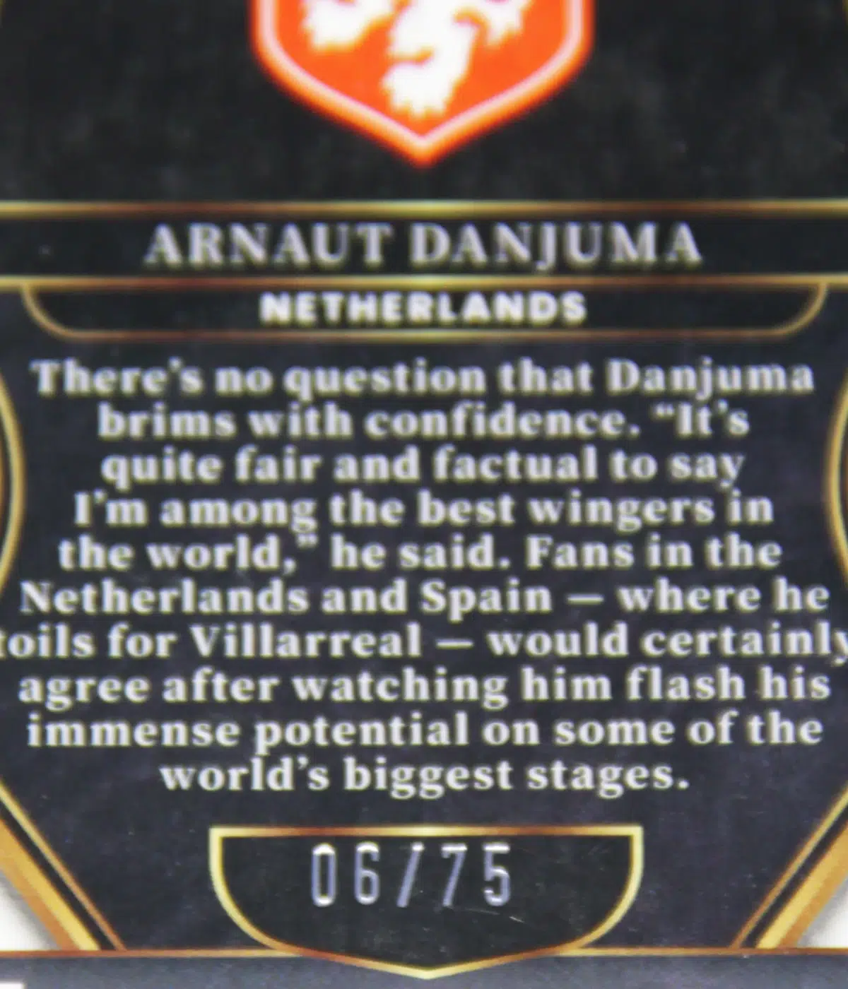 2022-23 Arnaut Danjuma #155 Panini Select FIFA Mezzanine Purple Prizm /75