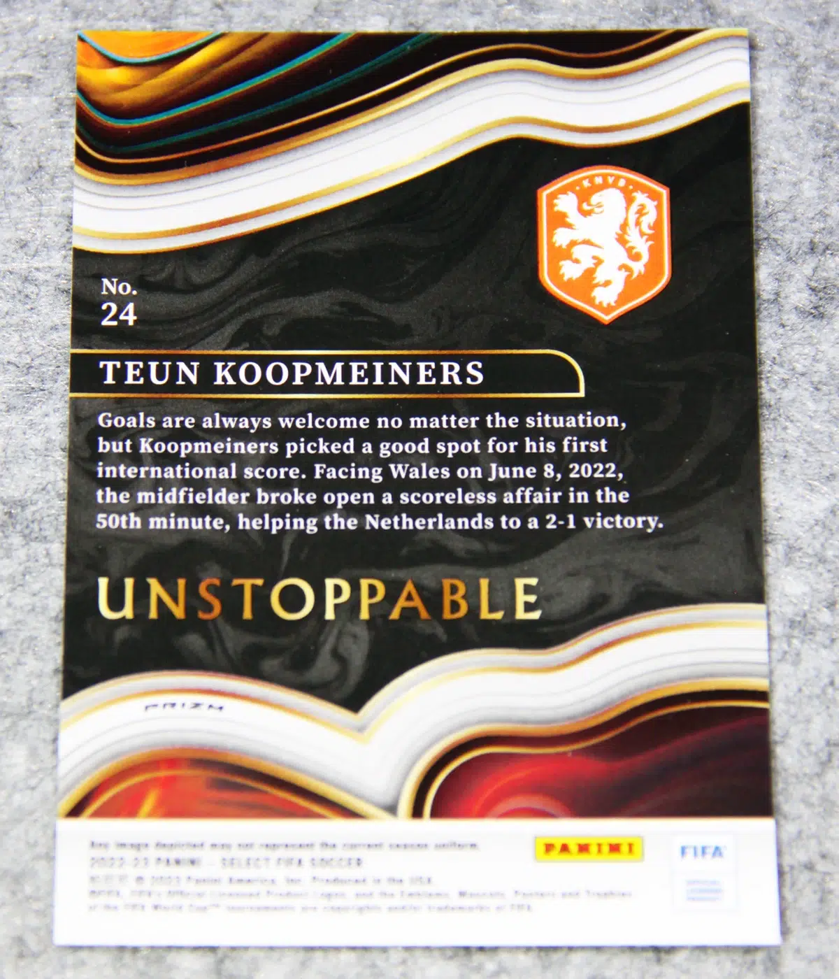 2022-23 Teun Koopmeiners #24 Panini Select FIFA Soccer Unstoppable Silver Prizm