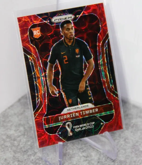 2022 Jurrien Timber #156 Panini Prizm FIFA Word Cup 2022 Red Prizm RC