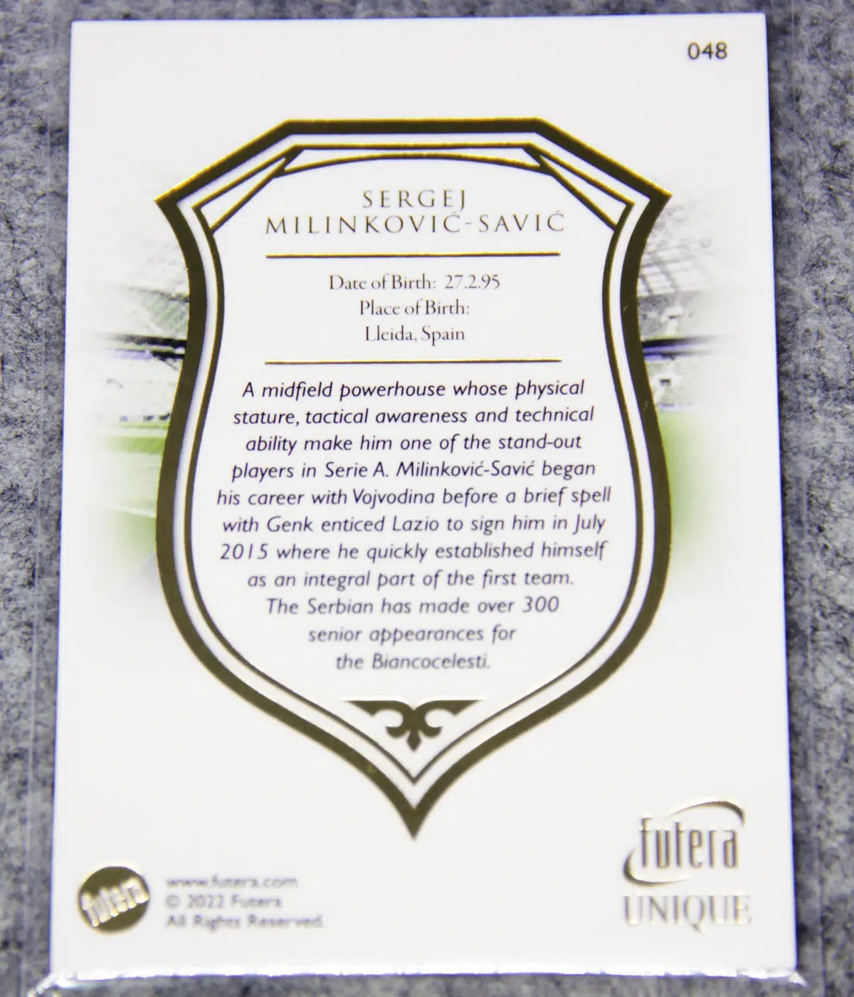 2022 Sergej Milinkovic-Savic #048 Futera Unique Midfielder
