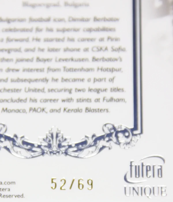 2023 Dimitar Berbatov #103 Futera Unique Football The Greats Silver /69