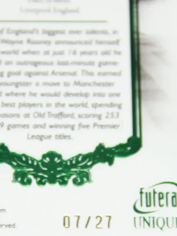 2022 Wayne Rooney #117 Futera Unique Football The Greats Emerald /27