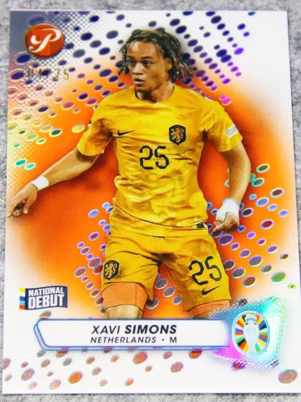 2023 Xavi Simons #106 Topps Pristine Road to UEFA Euro 2024 Orange National Debut /25