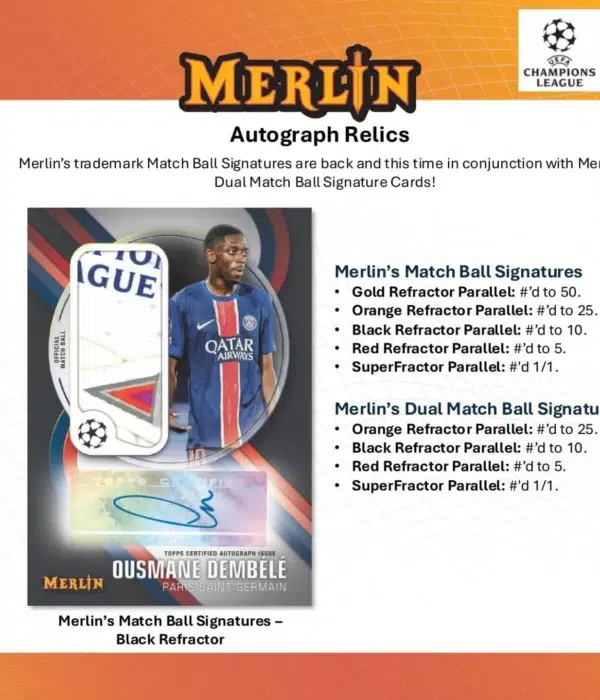 2024-25 Topps Chrome Merlin UEFA Club Competitions Soccer Hobby Box - Sealed