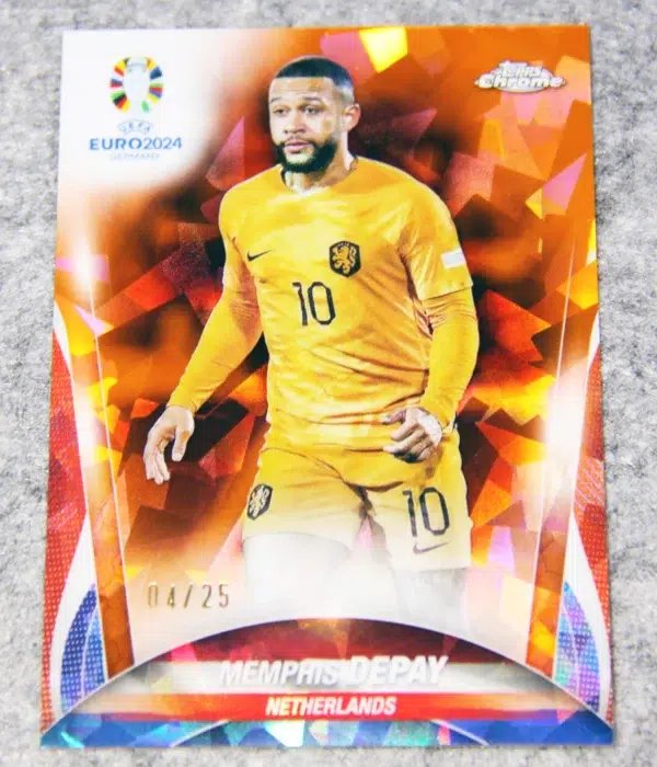 2024 Memphis Depay #37 Topps Chrome UEFA Euro Sapphire Edition Orange Refractor /25