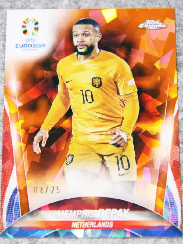 2024 Memphis Depay #37 Topps Chrome UEFA Euro Sapphire Edition Orange Refractor /25