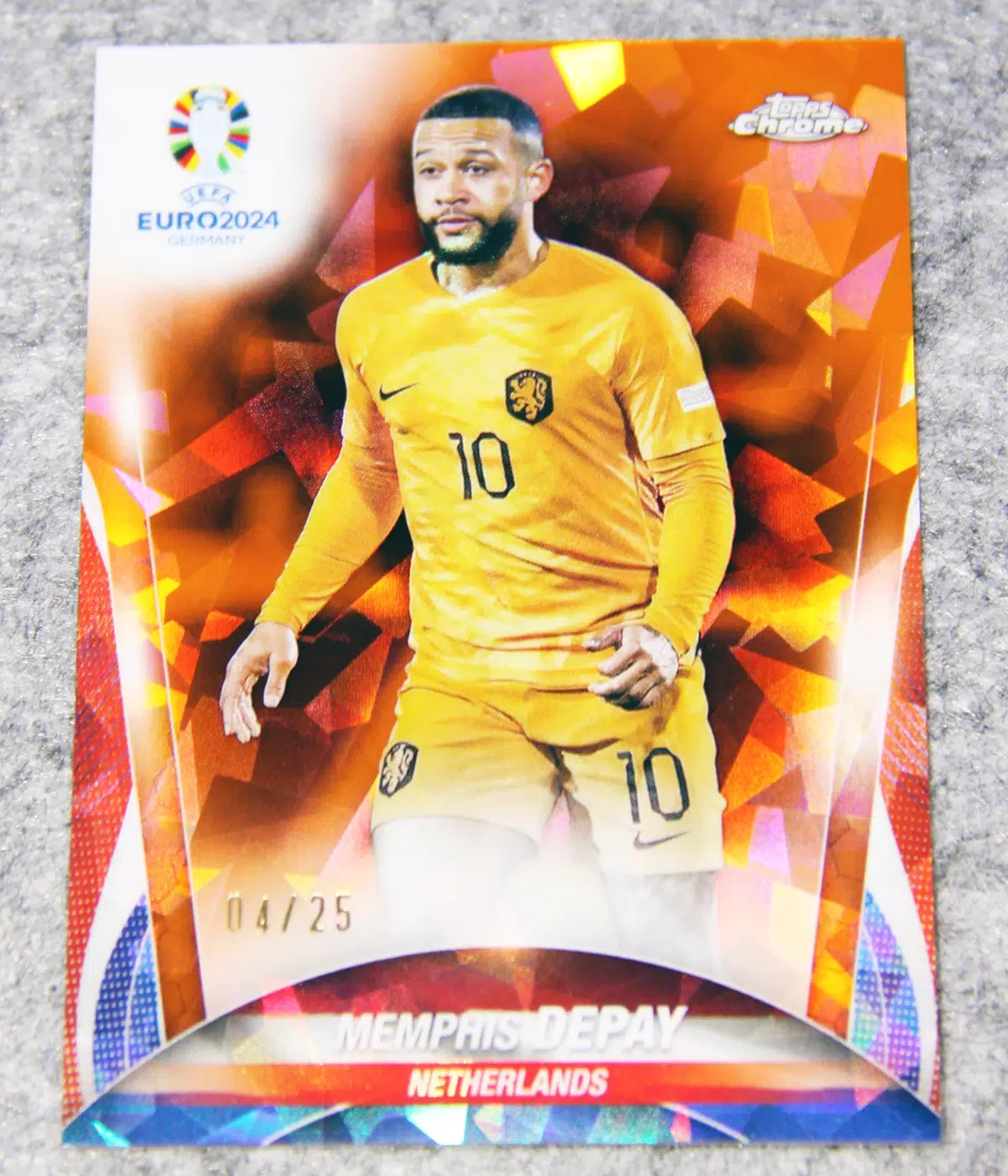 2024 Memphis Depay #37 Topps Chrome UEFA Euro Sapphire Edition Orange Refractor /25