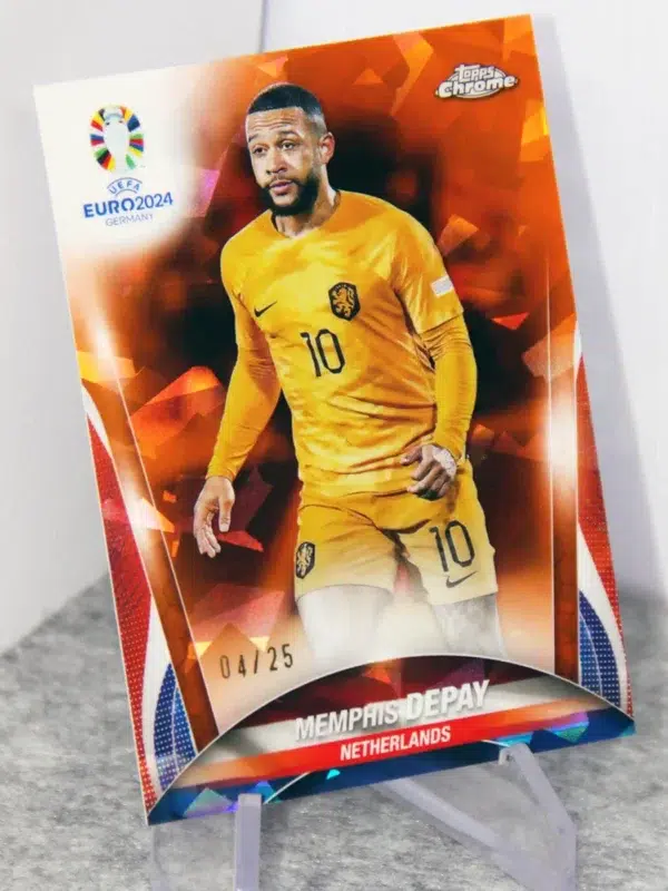 2024 Memphis Depay #37 Topps Chrome UEFA Euro Sapphire Edition Orange Refractor /25