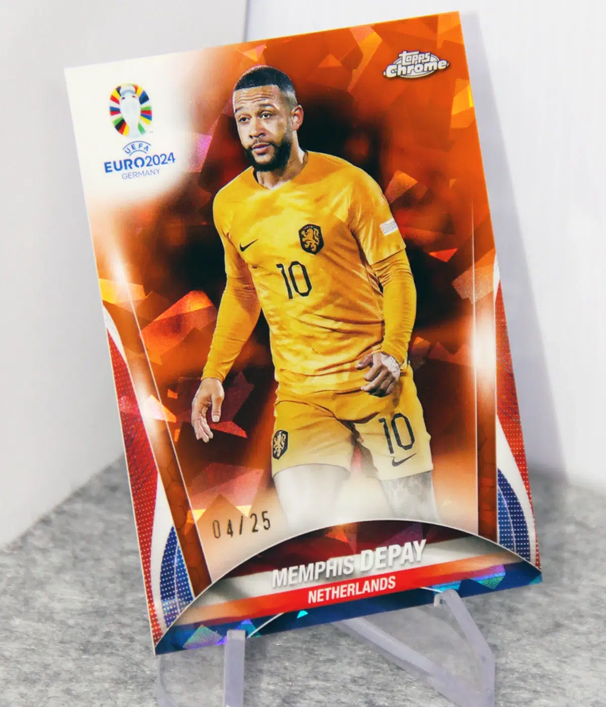 2024 Memphis Depay #37 Topps Chrome UEFA Euro Sapphire Edition Orange Refractor /25