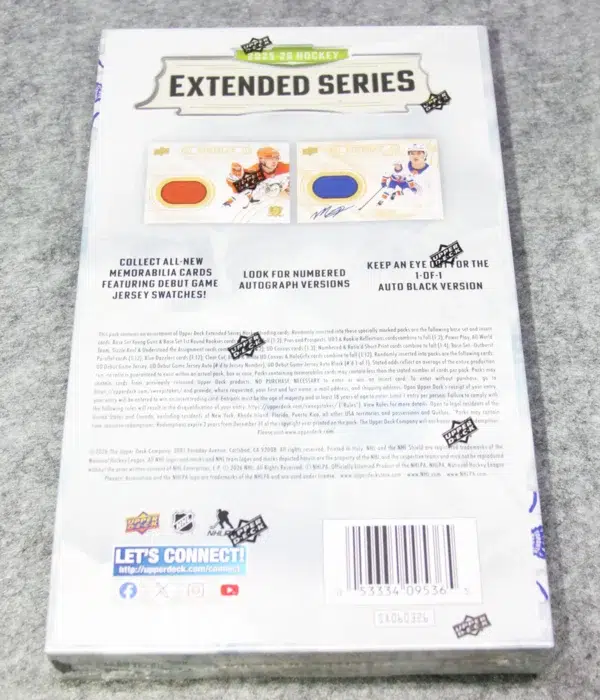 2025-26 Upper Deck Hockey Extended Series Hobby Box - Sealed