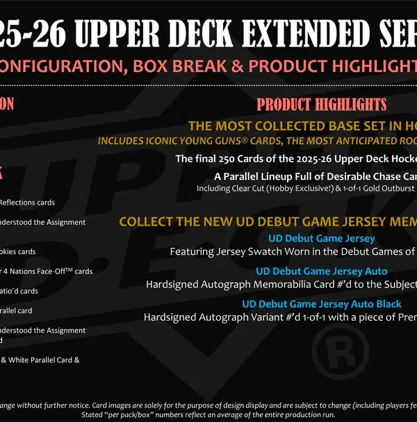 2025-26 Upper Deck Hockey Extended Series Hobby Box - Sealed