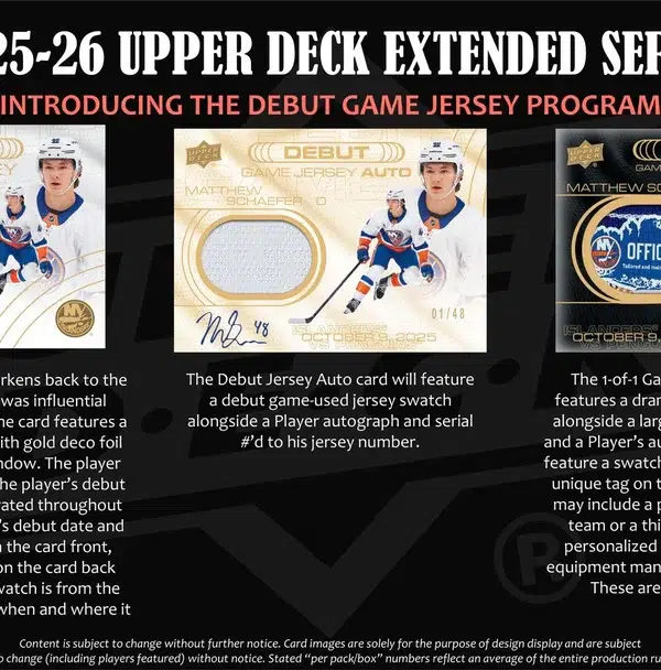 2025-26 Upper Deck Hockey Extended Series Hobby Box - Sealed