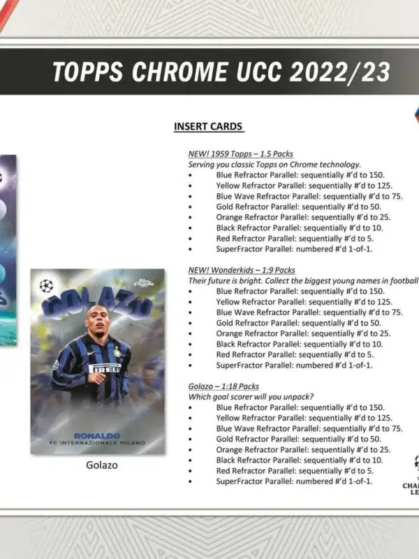 2022-23 Topps Chrome UEFA Club Competitions Hobby Lite Box - Sealed