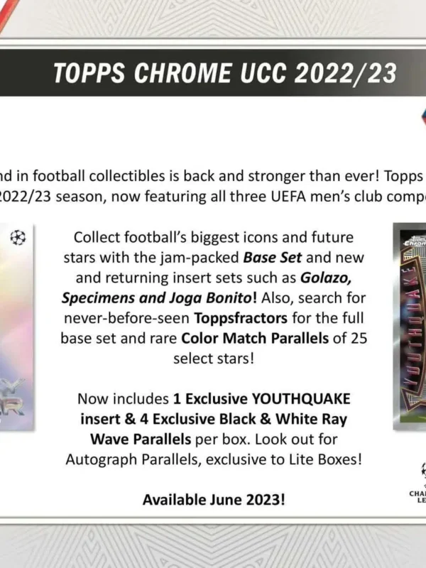 2022-23 Topps Chrome UEFA Club Competitions Hobby Lite Box - Sealed