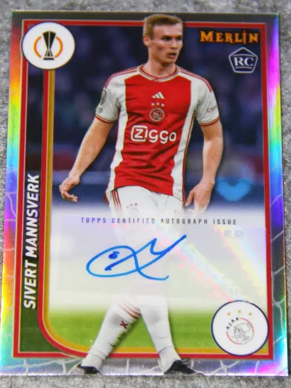 2023-24 Sivert Mannsverk #AU-SM Topps Merlin UEFA Club Competitions Rookie Autograph