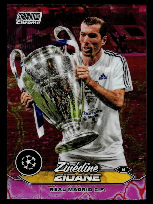 2023-24 Zinedine Zidane #5 Topps Stadium Club Chrome UCL Pink Red Electric