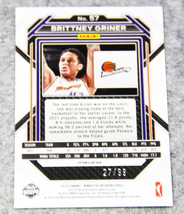 2023 Brittney Griner #57 Panini WNBA Prizm Orange Prizm /99
