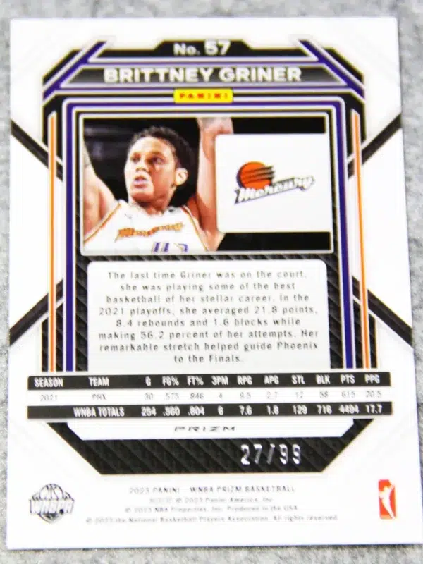 2023 Brittney Griner #57 Panini WNBA Prizm Orange Prizm /99