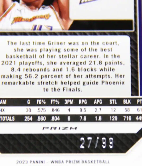 2023 Brittney Griner #57 Panini WNBA Prizm Orange Prizm /99