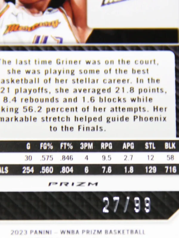 2023 Brittney Griner #57 Panini WNBA Prizm Orange Prizm /99