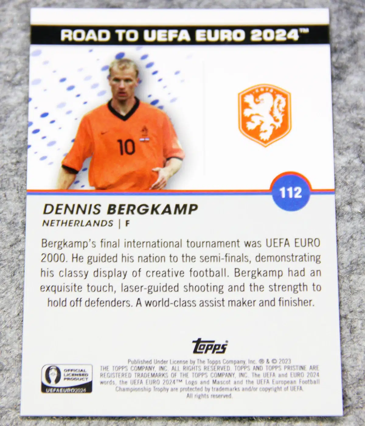 2023 Dennis Bergkamp #112 Topps Pristine Road to UEFA Euro 2024 Green /125
