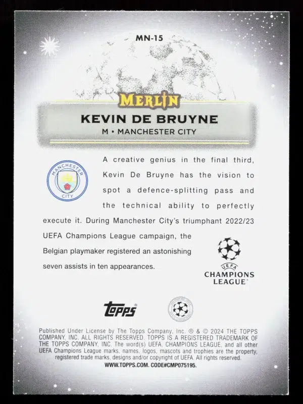 2024-25 Kevin De Bruyne Topps Merlin Mystic Nights Manchester City
