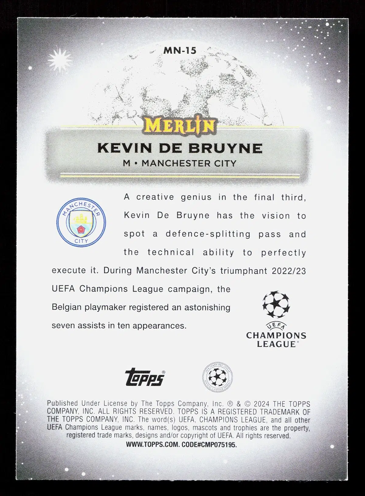 2024-25 Kevin De Bruyne Topps Merlin Mystic Nights Manchester City