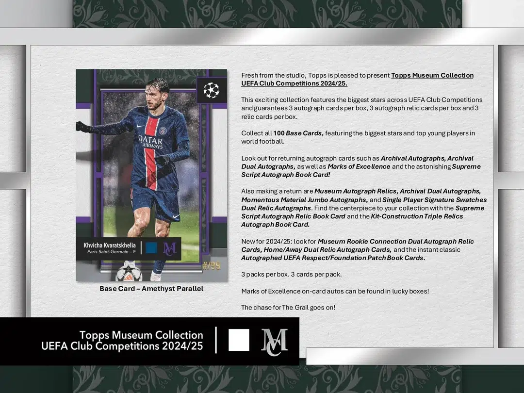 2024-25 Topps Museum Collection UEFA Club Competitions Soccer Hobby Box - Verzegeld