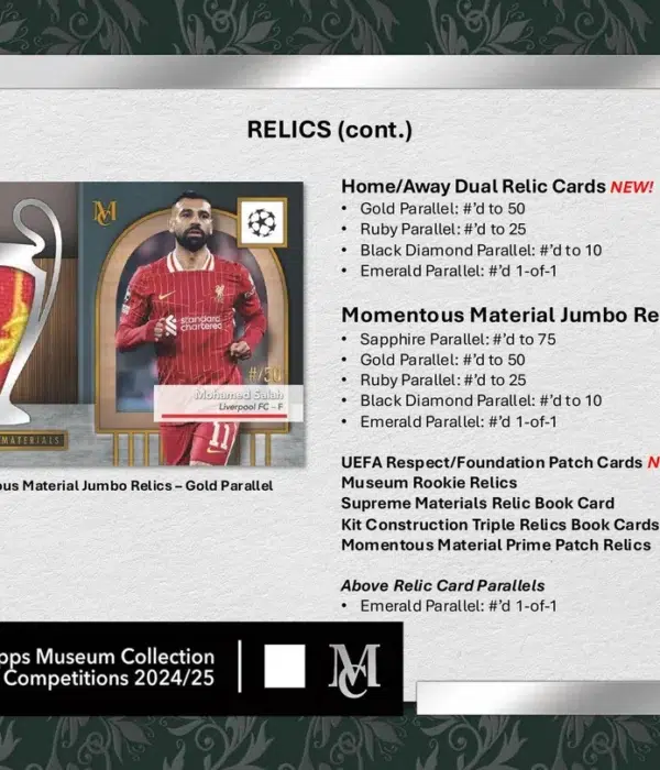 2024-25 Topps Museum Collection UEFA Club Competitions Soccer Hobby Box - Verzegeld