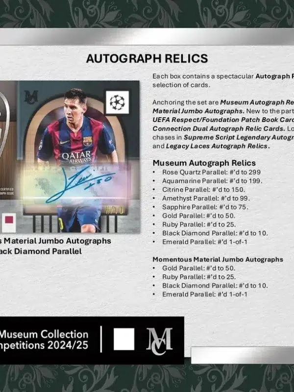 2024-25 Topps Museum Collection UEFA Club Competitions Soccer Hobby Box - Sealed