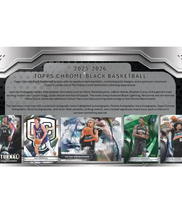 2025-26 Topps Chrome Black NBA Basketball Hobby Box - Sealed