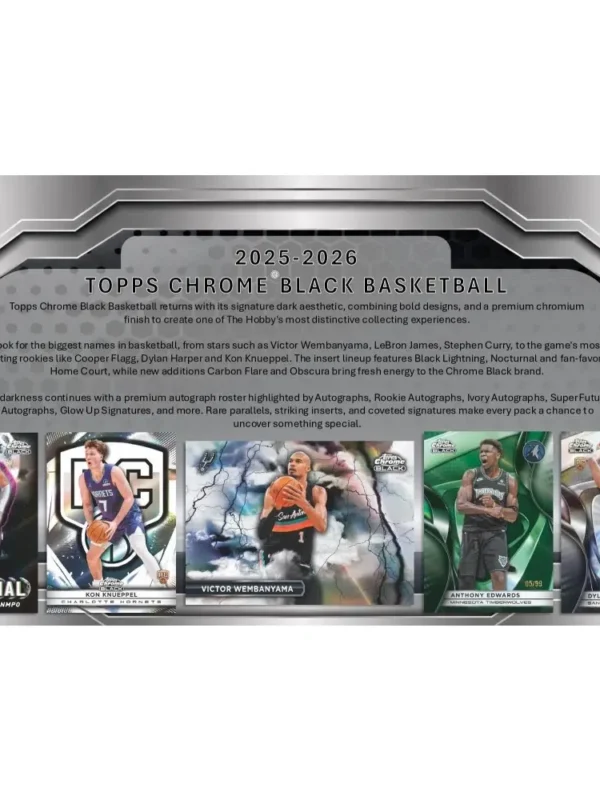 2025-26 Topps Chrome Black NBA Basketball Hobby Box - Verzegeld