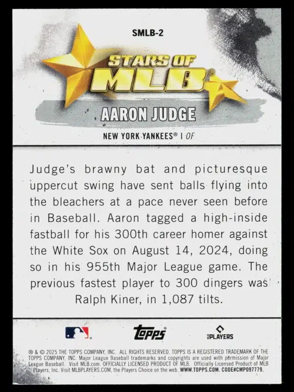 2025 Aaron Judge #SMLB-2 Topps Stars of MLB