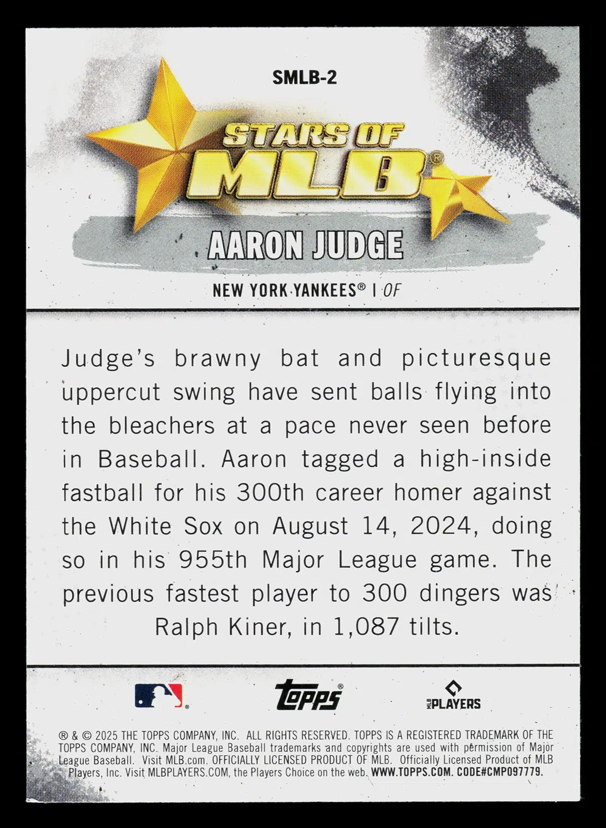 2025 Aaron Judge #SMLB-2 Topps Stars of MLB