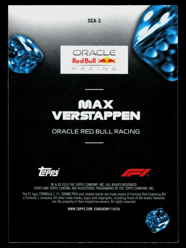 2025 Max Verstappen #SCA-3 Topps Chrome F1 75 Ace of Trades
