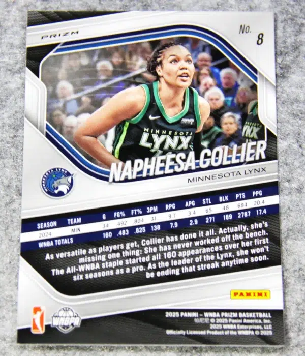 2025 Napheesa Collier #8 Panini WNBA Prizm Basketball Silver Prizm
