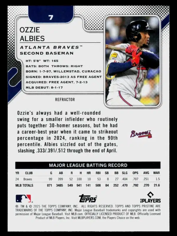2025 Ozzie Albies #7 Topps Pristine Refractor