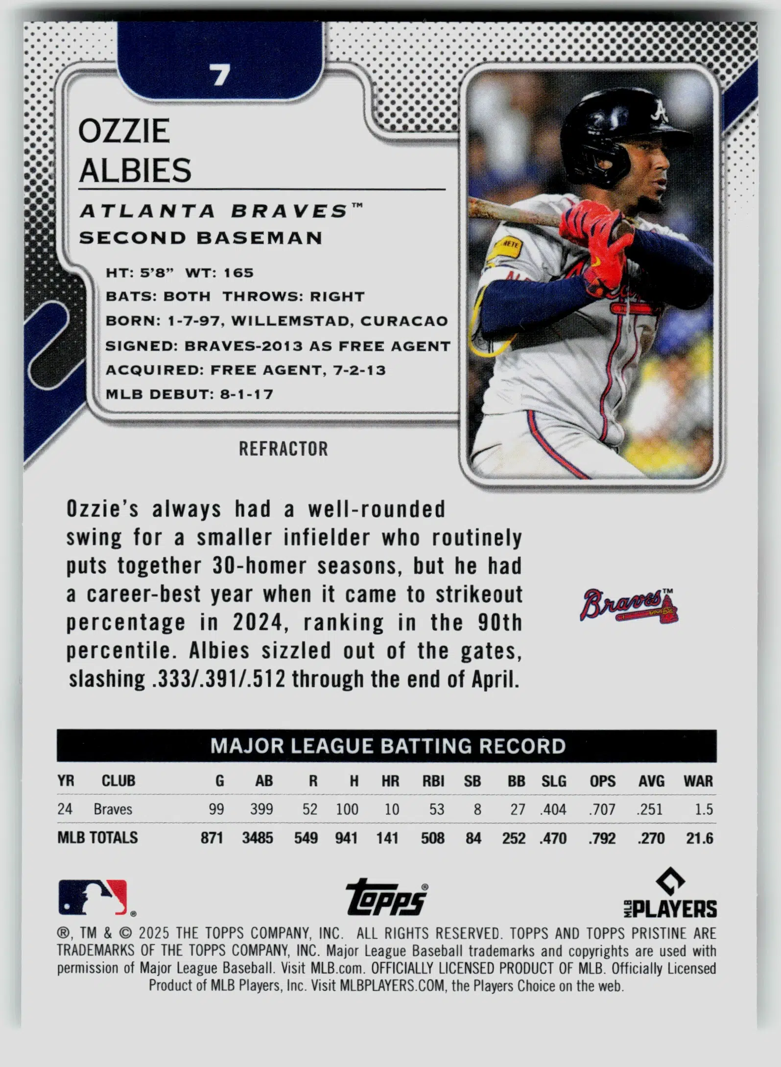 2025 Ozzie Albies #7 Topps Pristine Refractor