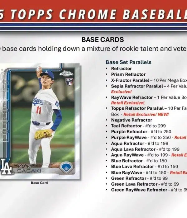 2025 Topps Chrome Baseball MLB Value Box - Sealed