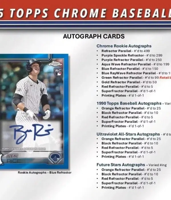 2025 Topps Chrome Baseball MLB Value Box - Sealed