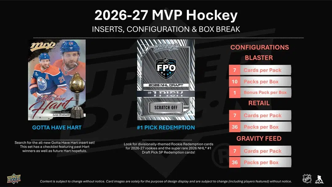 2026-27 Upper Deck MVP Hockey NHL Blaster Box - Sealed