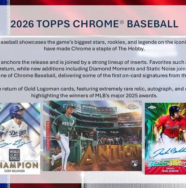 2026 Topps Chrome Baseball MLB Hobby Box - Sealed