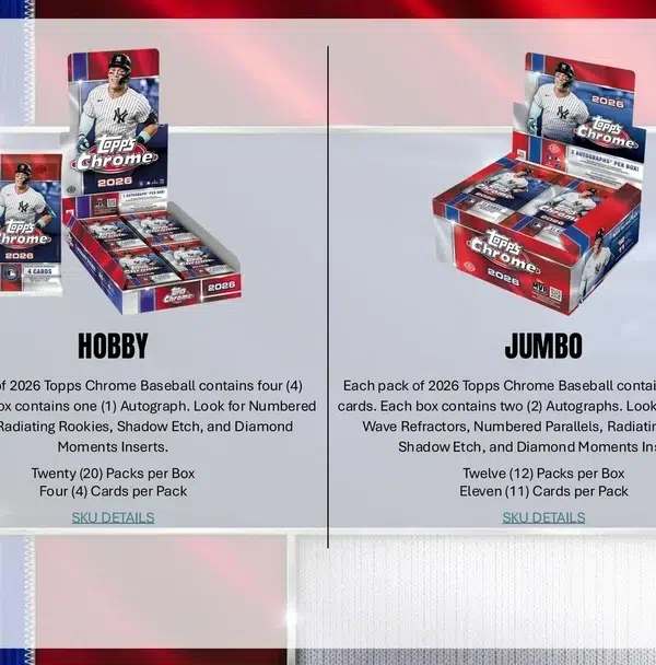 2026 Topps Chrome Baseball MLB Hobby Box - Sealed